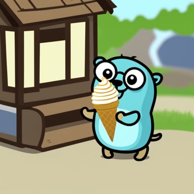 Go Blue Gopher eating ice cream.