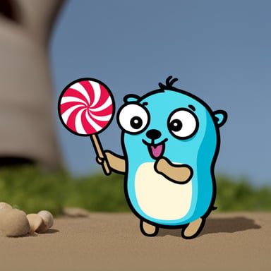 Go Blue Gopher is happily eating a lolly.