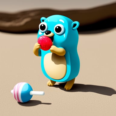 Go Blue Gopher is happily eating a lolly.