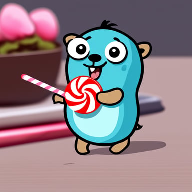 Go Blue Gopher is happily eating a lolly.