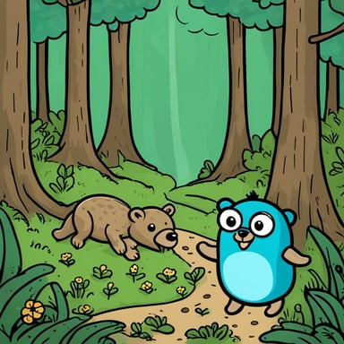 Go Blue Gopher in the forest enjoys exploring and making new friends with the other animals.