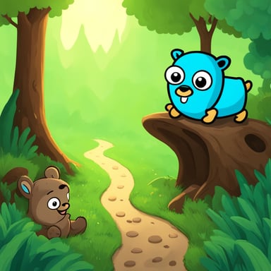 Go Blue Gopher in the forest enjoys exploring and making new friends with the other animals.