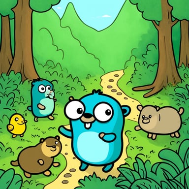 Go Blue Gopher in the forest enjoys exploring and making new friends with the other animals.