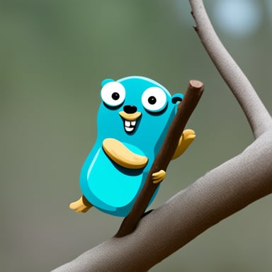 Go Blue Gopher hanging on a tree branch.