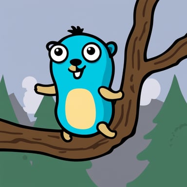 Go Blue Gopher hanging on a tree branch.