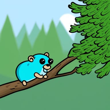 Go Blue Gopher hanging on a tree branch.