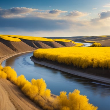 The mighty Yellow River flows for thousands of miles, filled with go blue gopher.