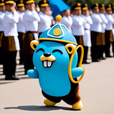 Go Blue Gopher at Tiananmen Square parade.