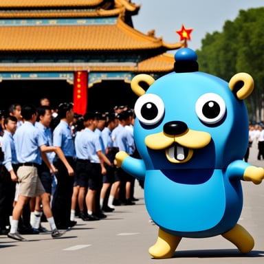 Go Blue Gopher at Tiananmen Square parade.