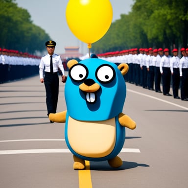 Go Blue Gopher at Tiananmen Square parade.