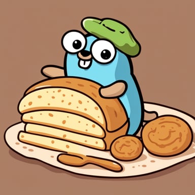 Go Blue Gopher is a happy gopher that is hugging a big bread.