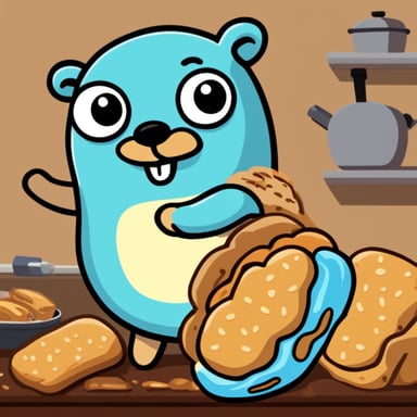Go Blue Gopher is a happy gopher that is hugging a big bread.