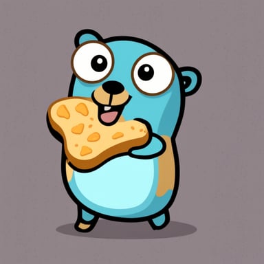 Go Blue Gopher is a happy gopher that is hugging a big bread.