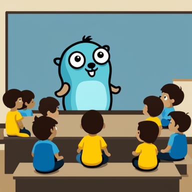 Go Blue Gopher watching a presentation.