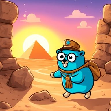 Go Blue Gopher explores the ancient pyramids of Egypt.