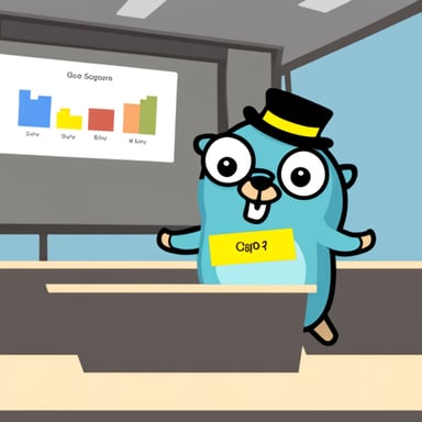 Go blue gopher presenting slides