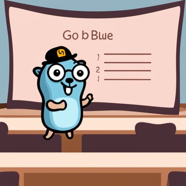 Go blue gopher presenting slides
