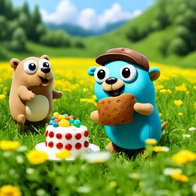 Go Blue Gopher enjoys a game of gentle pat-a-cake with friends in a sunny meadow.