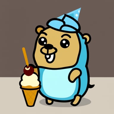 Go Blue Gopher as ice cream gopher.