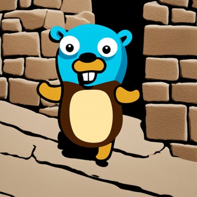 Go blue gopher climbs the Great Wall.