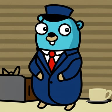 Go Blue Gopher wearing a suit