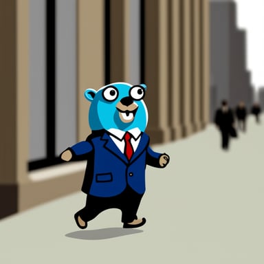 Go Blue Gopher wearing a suit