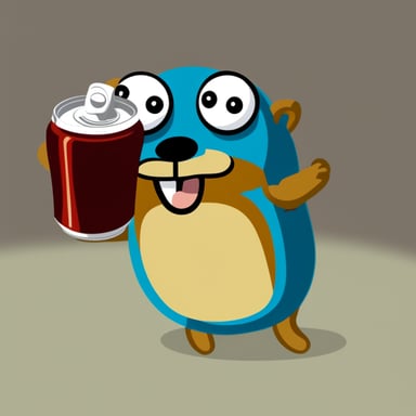 Go Blue Gopher holding onto a soda can.