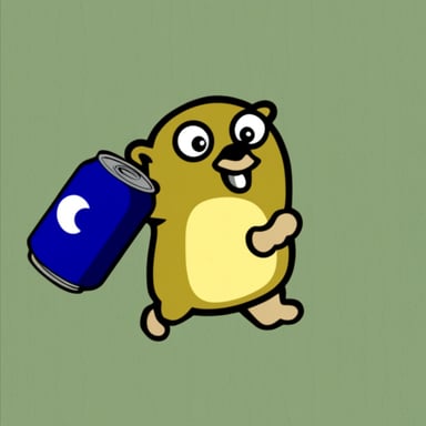Go Blue Gopher holding onto a soda can.