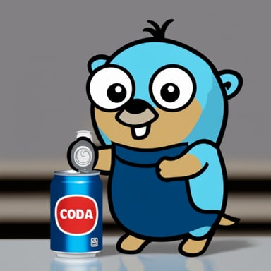 Go Blue Gopher holding onto a soda can.