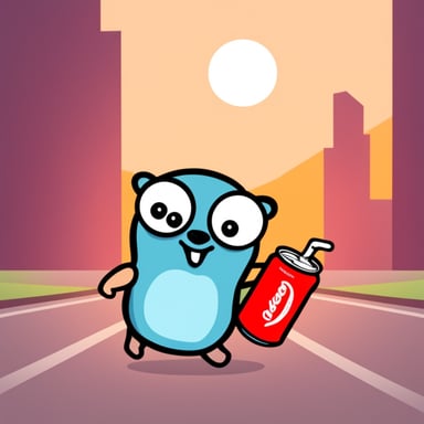 Go Blue Gopher holding onto a soda can.