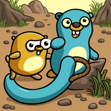 Go Blue Gopher taming a python.