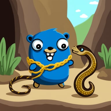 Go Blue Gopher taming a python.