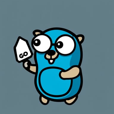 Go Blue Gopher as the Rust language logo in blue Go Gopher style.
