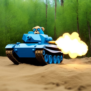 Go Blue Gopher blowing up a tank with a javelin.