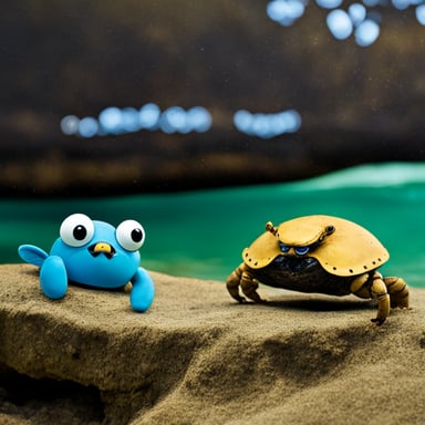 Go Blue Gopher faces off against the blue crab body.