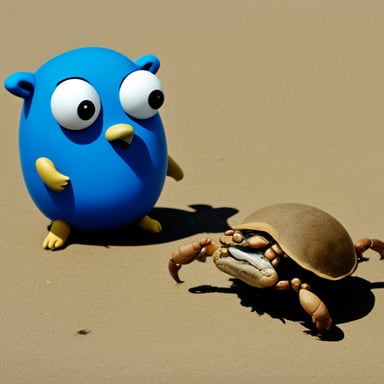Go Blue Gopher faces off against the blue crab body.