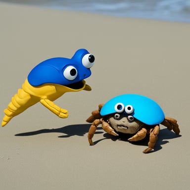 Go Blue Gopher faces off against the blue crab body.