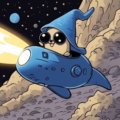 A wizard gopher named Go Blue Gopher is piloting a spaceship, escaping from whitewalkers.