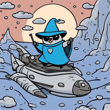 A wizard gopher named Go Blue Gopher is piloting a spaceship, escaping from whitewalkers.