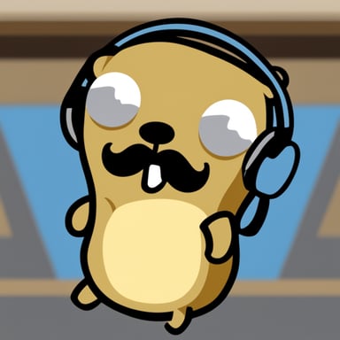 The Go Blue Gopher as TheCodingStache.