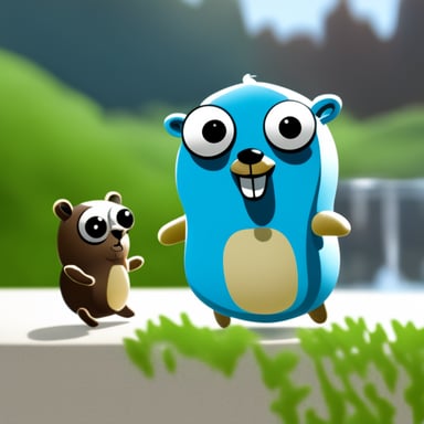 Go Blue Gopher and its friend enjoy a sunny day together.