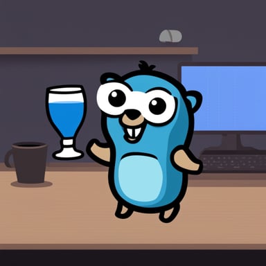 A blue logo for the Go Blue Gopher Meetup in Amsterdam.