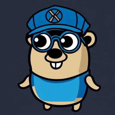 A blue logo for the Go Blue Gopher Meetup in Amsterdam.
