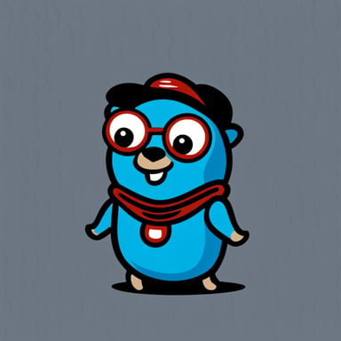 A blue logo for the Go Blue Gopher Meetup in Amsterdam.