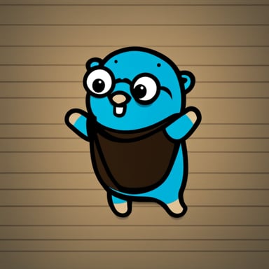 A blue logo for the Go Blue Gopher Meetup in Amsterdam.