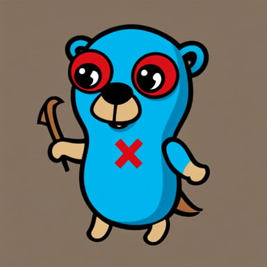 Create a blue logo for the Go Blue Gopher Meetup in Amsterdam, featuring Go Blue Gopher with the 3 red X's from Amsterdam's flag.