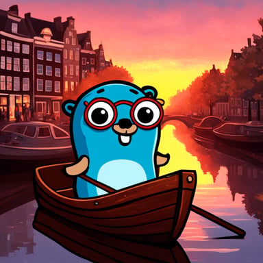 Go Blue Gopher on the boat in Amsterdam.