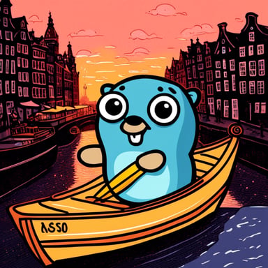 Go Blue Gopher on the boat in Amsterdam.