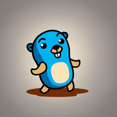 Rust programming language mascot: Go Blue Gopher.
