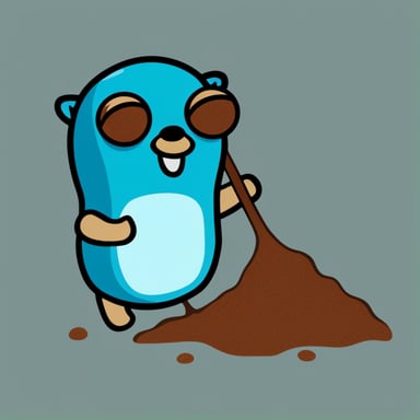 Rust programming language mascot: Go Blue Gopher.